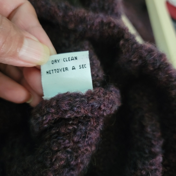 Talbots Made In Italy Women Full-Zip Boucle Sweater M Brown Collared Wool Blend - Picture 8 of 11